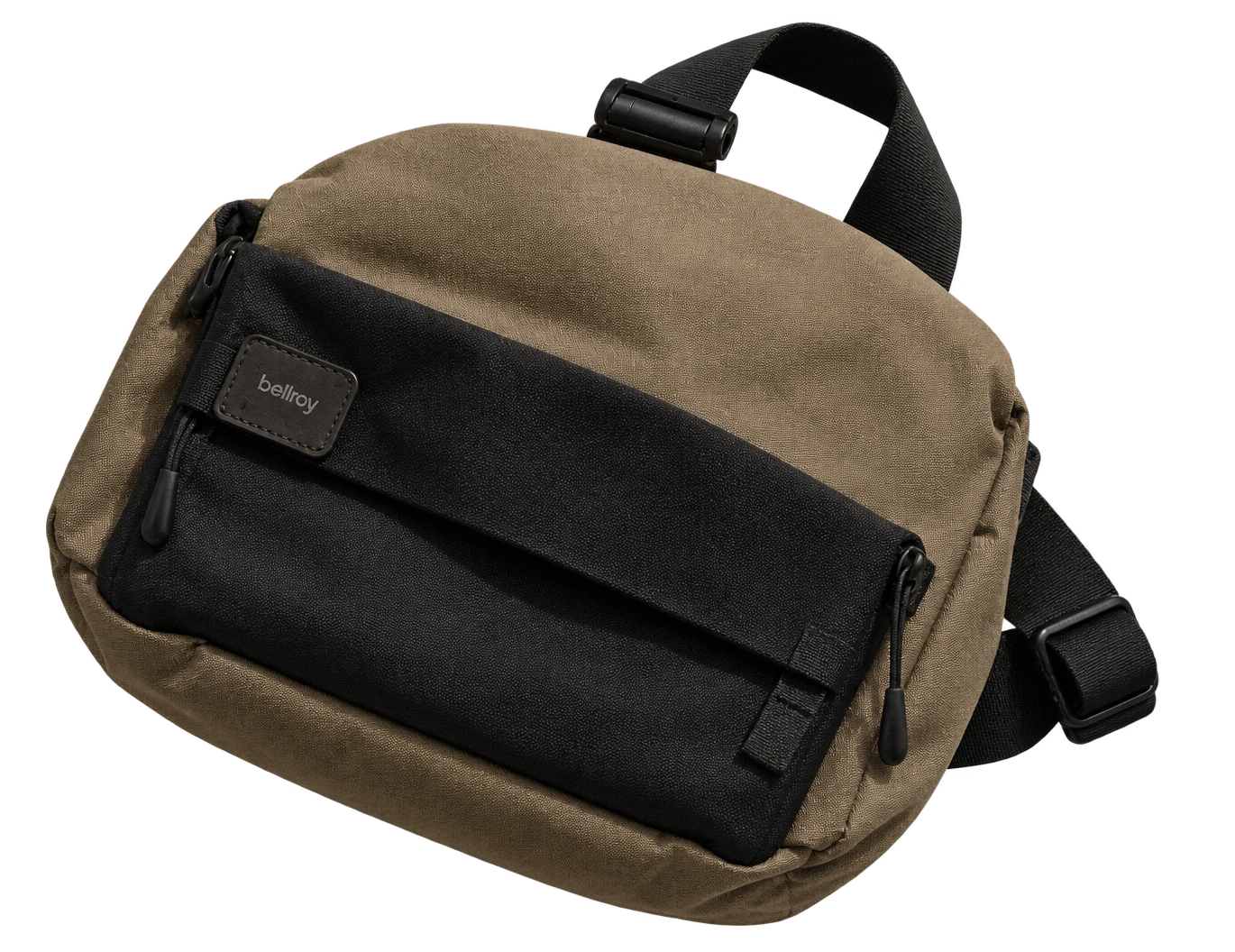 An olive travel sling bag